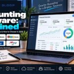 Accounting Software Explained showing financial dashboards, bookkeeping, invoicing, payroll, tax compliance, reporting, QuickBooks, FreshBooks, Zoho Books, TallyPrime, Busy, and Marg ERP.