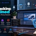 Ad Tracking Explained showing cookies, tracking pixels, third-party tracking, retargeting, targeted advertising, data collection, and online privacy.