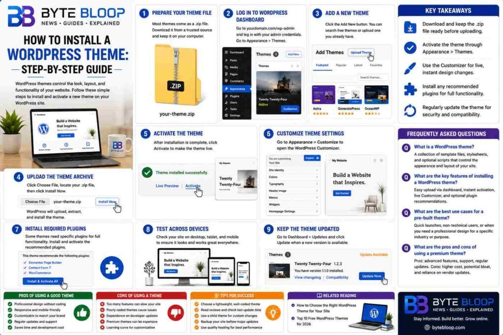 Bytebloop.com How to Install a WordPress Theme Step-by-Step Guide