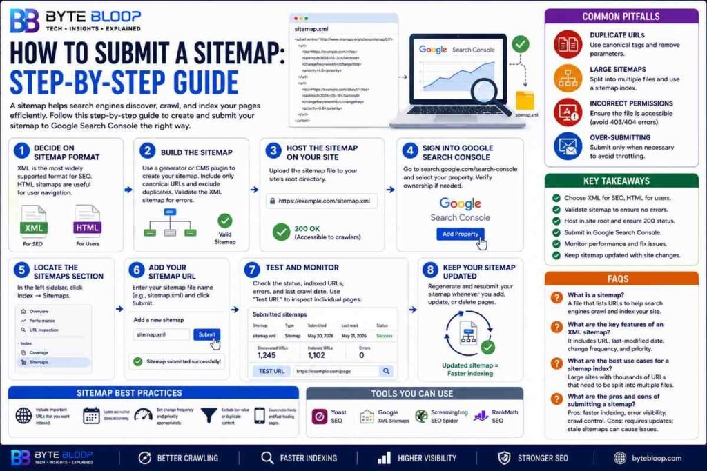 Bytebloop.com How to Submit a Sitemap Step by Step SEO Guide