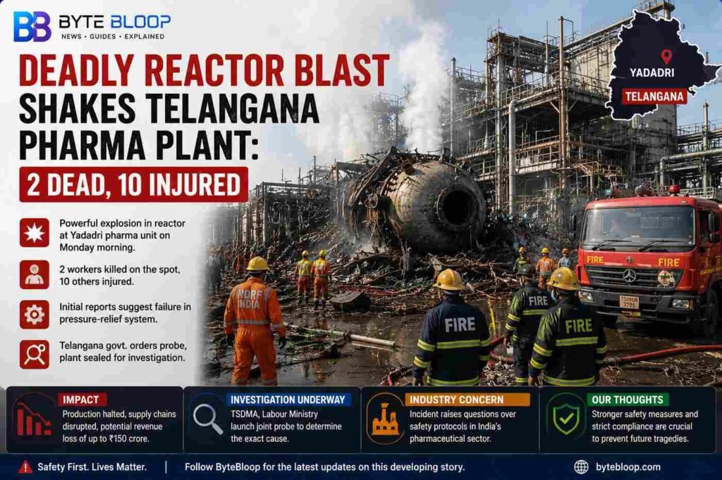Bytebloop.com Telangana Pharma Plant Reactor Blast 2 Dead, 10 Injured