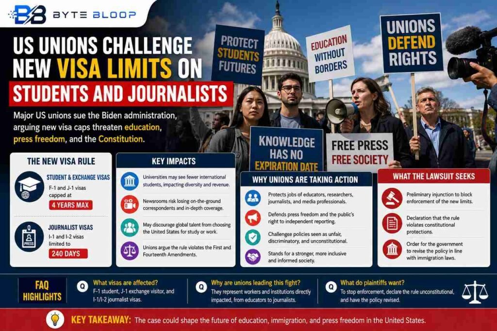 Bytebloop.com US Unions Challenge New Visa Limits on Students and Journalists