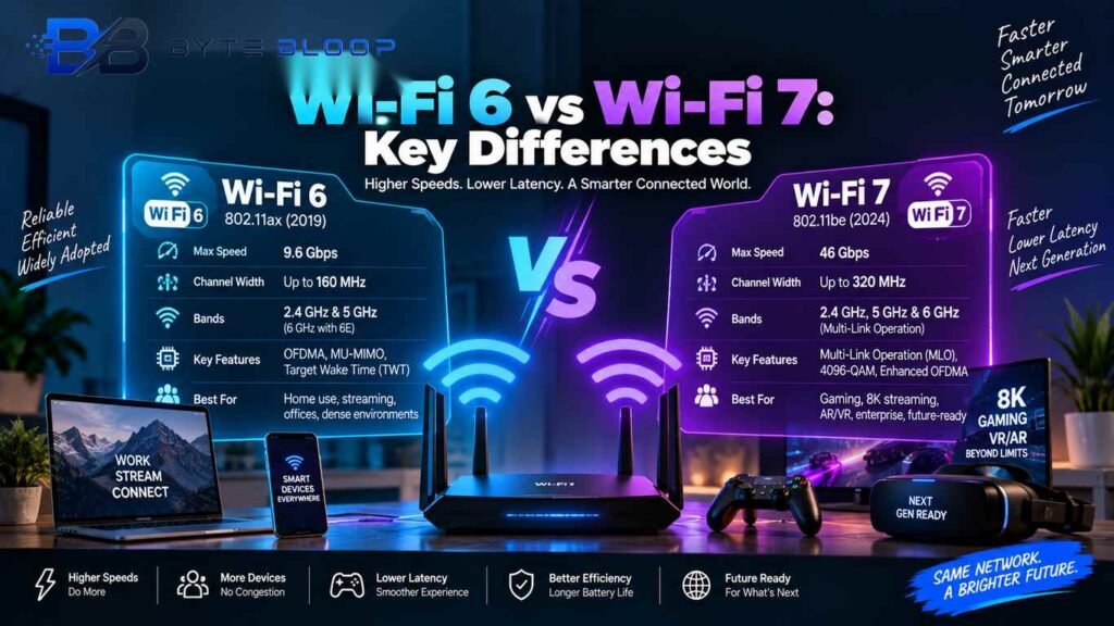 Bytebloop.com Wi-Fi 6 vs Wi-Fi 7 Key Differences Explained